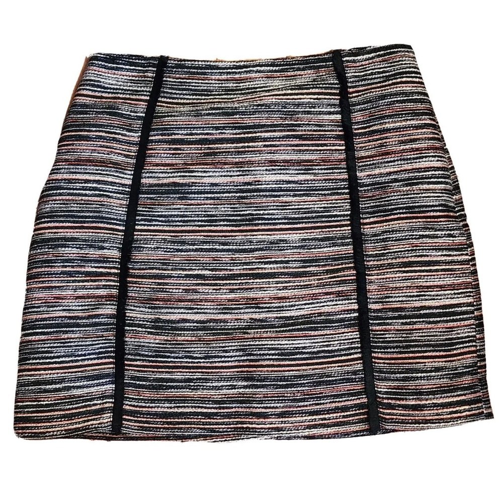 Ann Taylor Loft Skirt Womens Size 4 Orange Gray Black Tweed Side Zipper Pencil‎